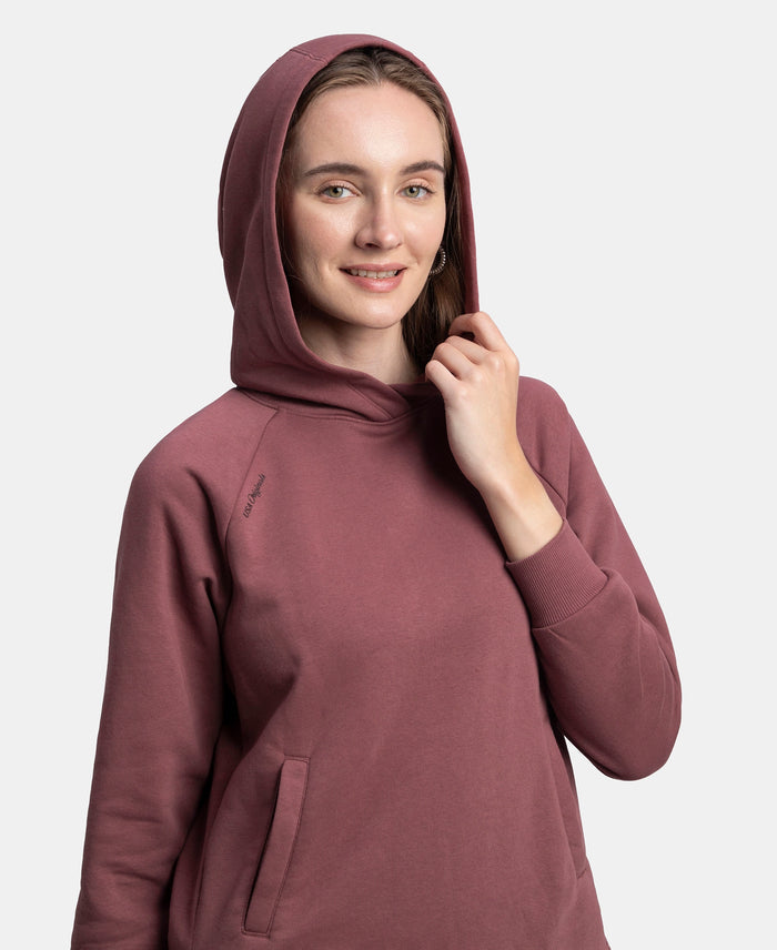 Super Combed Cotton Rich Fleece Fabric Raglan Sleeve Hoodie Sweatshirt - Wild Ginger