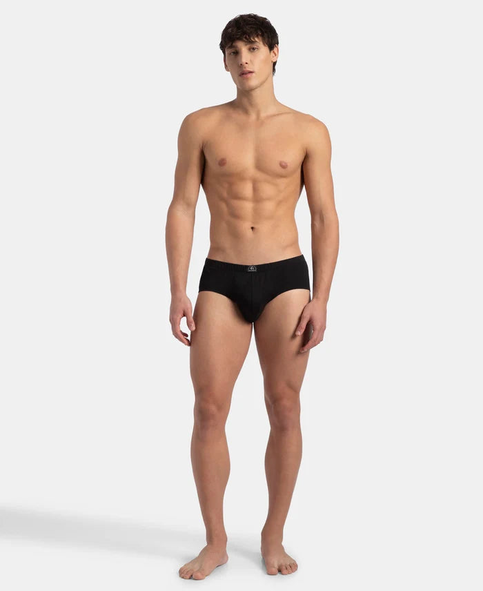 Super Combed Cotton Solid Brief with Ultrasoft Concealed Waistband - Black (Pack of 2)