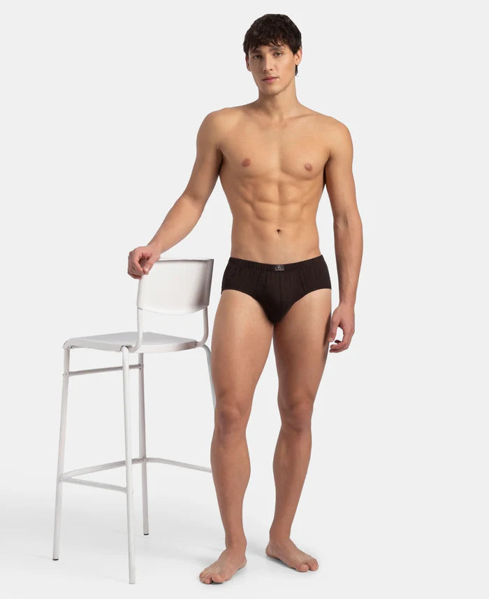 Super Combed Cotton Solid Brief with Ultrasoft Concealed Waistband - Brown (Pack of 2)