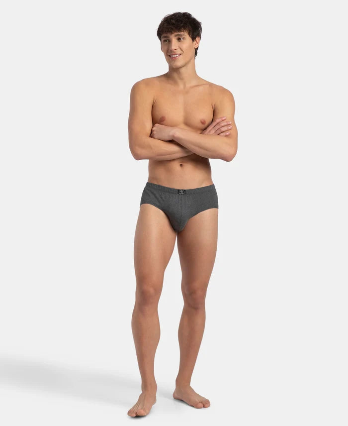 Super Combed Cotton Solid Brief with Ultrasoft Concealed Waistband - Charcoal Melange (Pack of 2)
