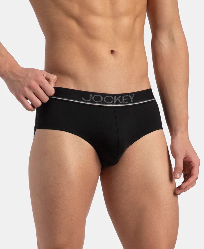 Super Combed Cotton Solid Brief with Ultrasoft Waistband - Black (Pack of 2)