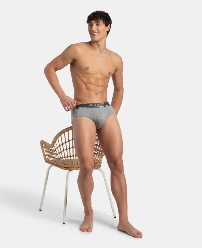 Super Combed Cotton Solid Brief with Ultrasoft Waistband - Grey Melange (Pack of 2)