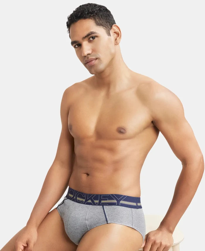 Super Combed Cotton Solid Brief with Ultrasoft Waistband - Mid Grey Melange-6