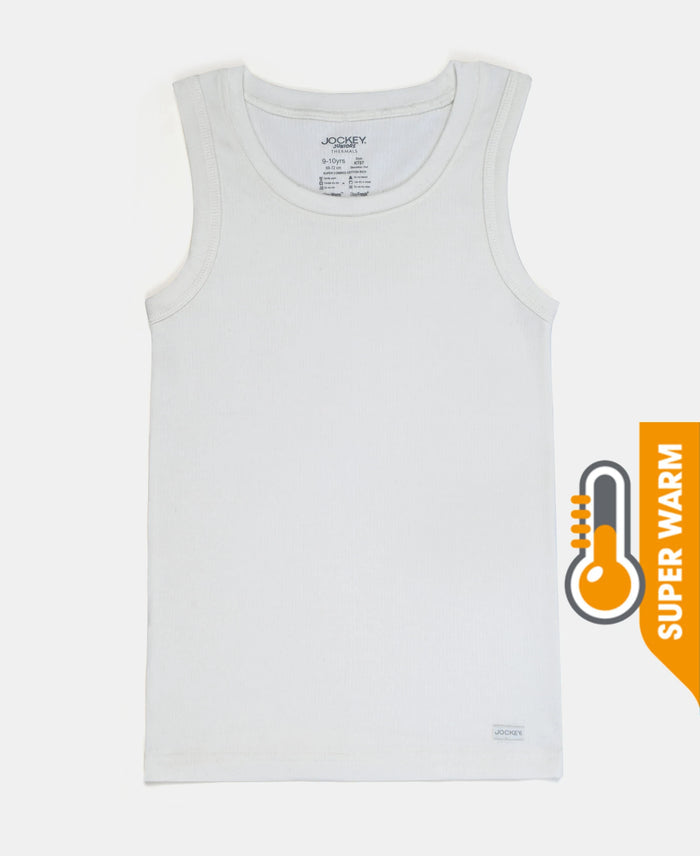 Super Warm Kid's Super Combed Cotton Rich Brushed Thermal Muscle Vest with StayWarm Treatment - Off White