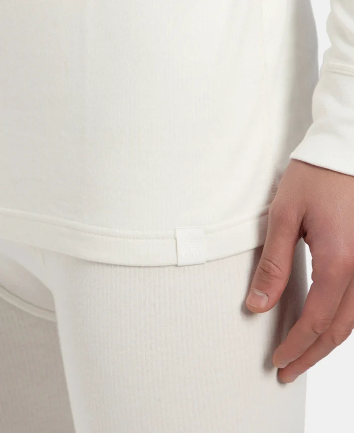 Super Warm Super Combed Cotton Rich Brushed Fabric Full Sleeved Thermal Undershirt with StayWarm Technology - Off White
