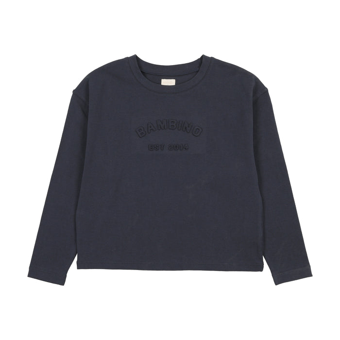 tee l/s denim day boxy - navy print