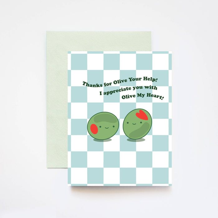 Thank You for Olive Your Help Olives A2 Greeting Card: 4.25" x 5.5" (fits a A2 Envelope)
