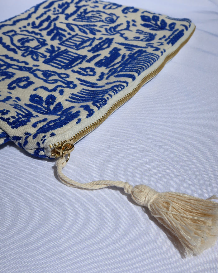 Woven Clutch Bag - Greece Print (Large Size)