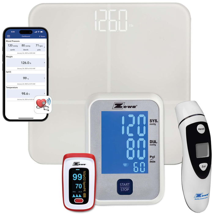 Zewa Connected Device Kit, 4-in-1 Smart Health Monitoring Bundle - VHKIT-CON01-Each - LL Medico