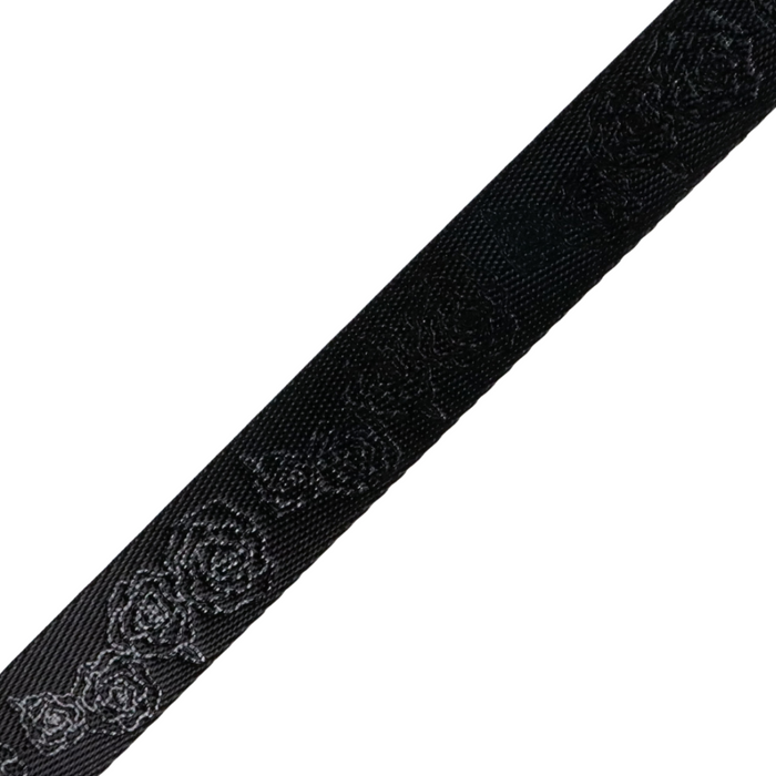 1" Black Debossed Roses | Webbing - 3, 5, or 10 Yard Cut
