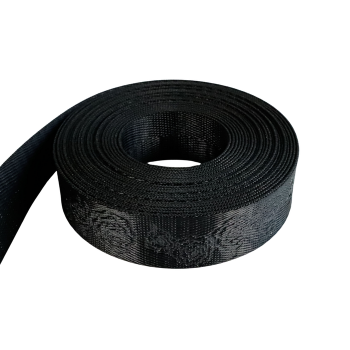 1" Black Debossed Roses | Webbing - 3, 5, or 10 Yard Cut