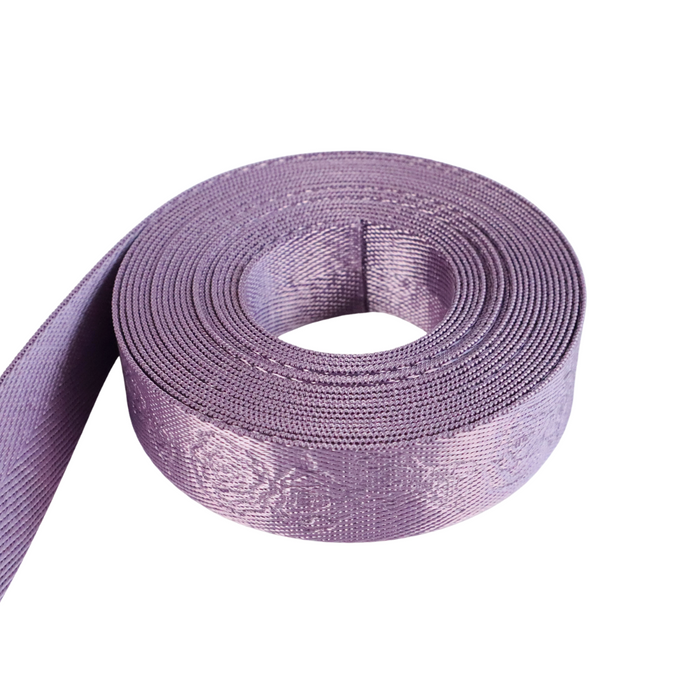 1" Lavender Debossed Roses | Webbing - 3, 5, or 10 Yard Cut
