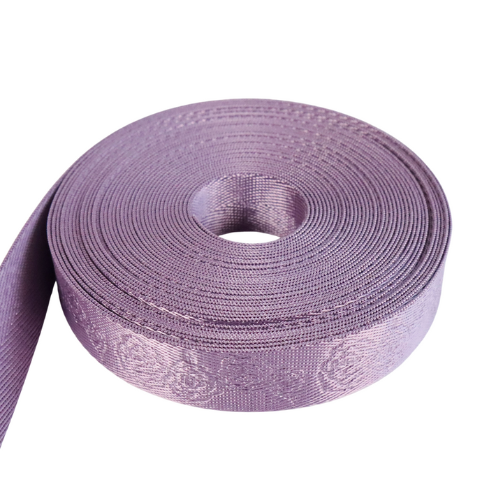 1" Lavender Debossed Roses | Webbing - 3, 5, or 10 Yard Cut