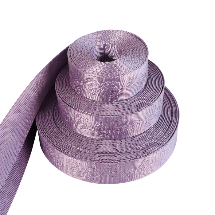 1" Lavender Debossed Roses | Webbing - 3, 5, or 10 Yard Cut