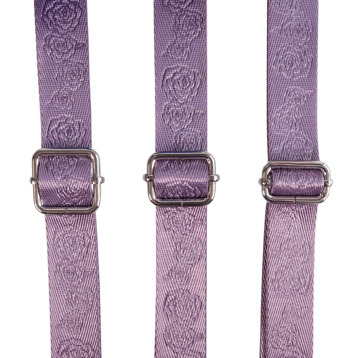 1" Lavender Debossed Roses | Webbing - 3, 5, or 10 Yard Cut