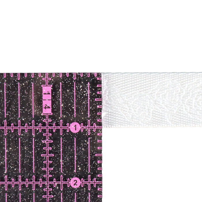 1" White Debossed Roses | Webbing - 3, 5, or 10 Yard Cut
