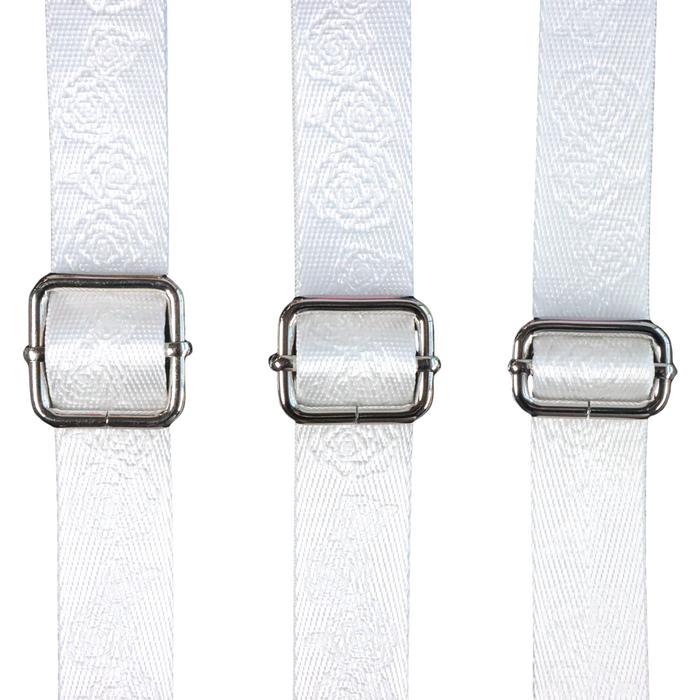 1" White Debossed Roses | Webbing - 3, 5, or 10 Yard Cut