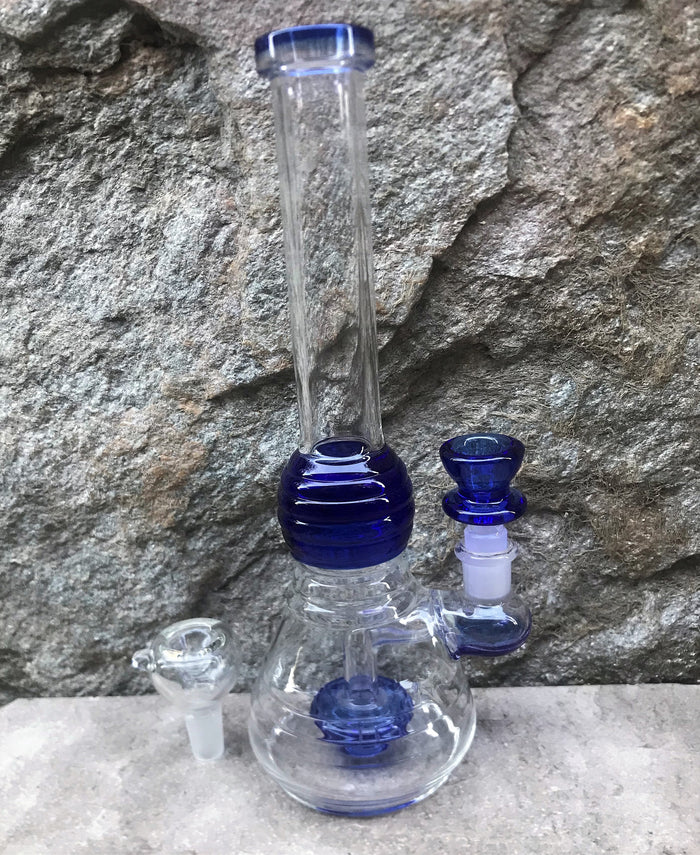 10" Thick Glass Beaker Rig shower perc 2 - 14mm Bowls