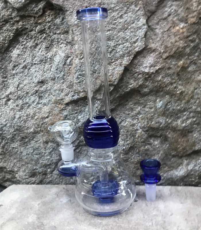 10" Thick Glass Beaker Rig shower perc 2 - 14mm Bowls