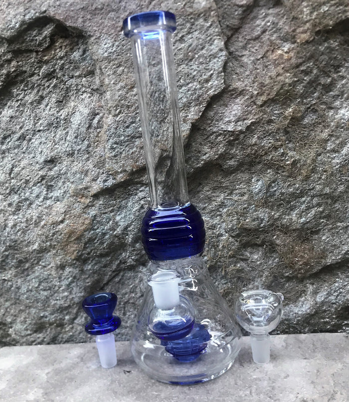 10" Thick Glass Beaker Rig shower perc 2 - 14mm Bowls