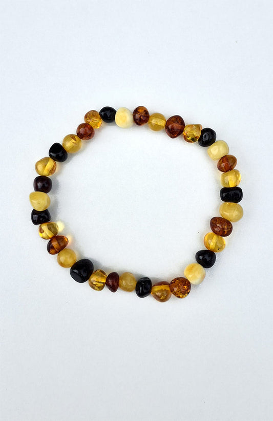 100% Certified Polished Baltic Mixed Amber Bracelet - 3 Sizes