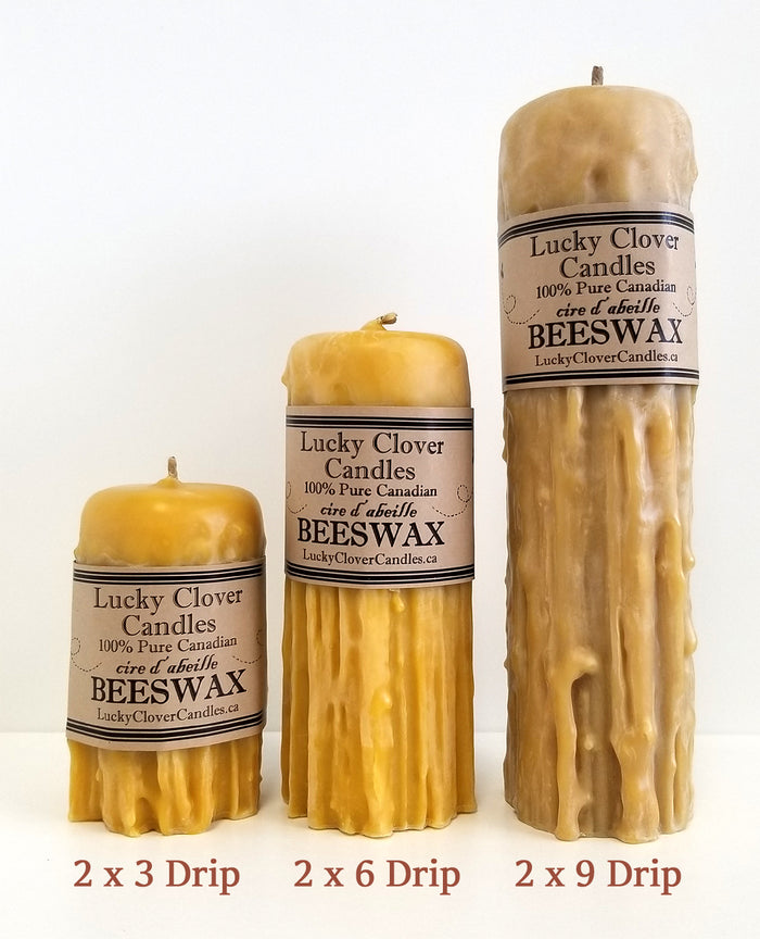 100% Pure Beeswax Hand Dripped Pillar 2"x6"