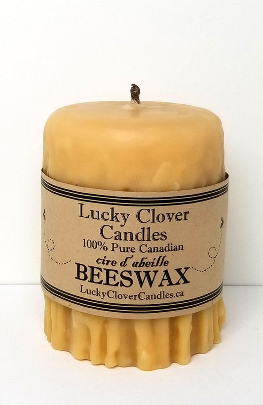 100% Pure Beeswax Hand Dripped Pillar 3"x4"