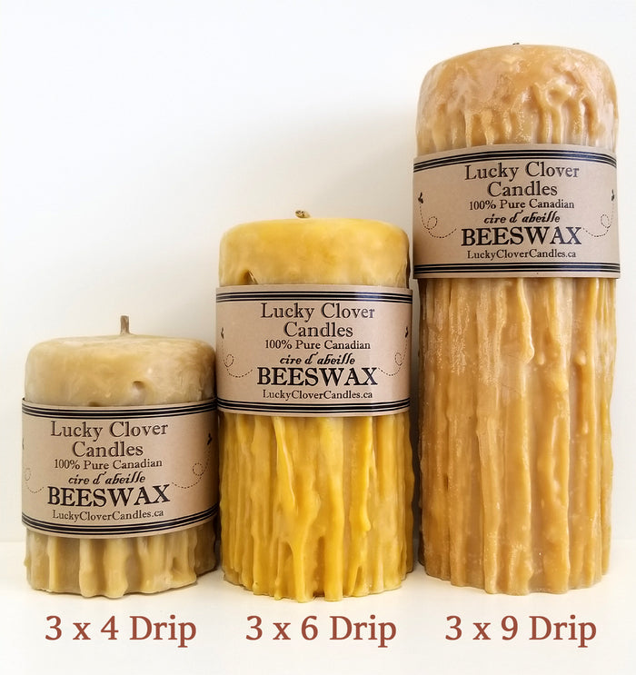 100% Pure Beeswax Hand Dripped Pillar 3"x4"