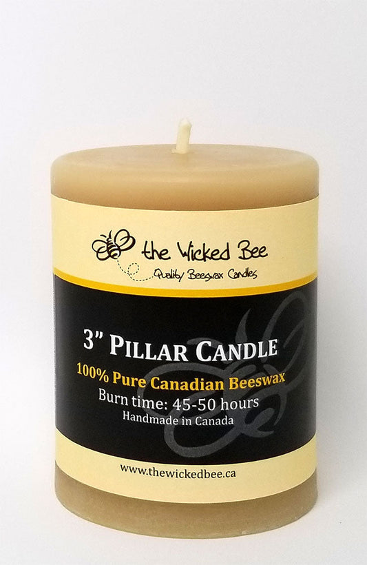 100% Pure Beeswax Pillar 3"x4"