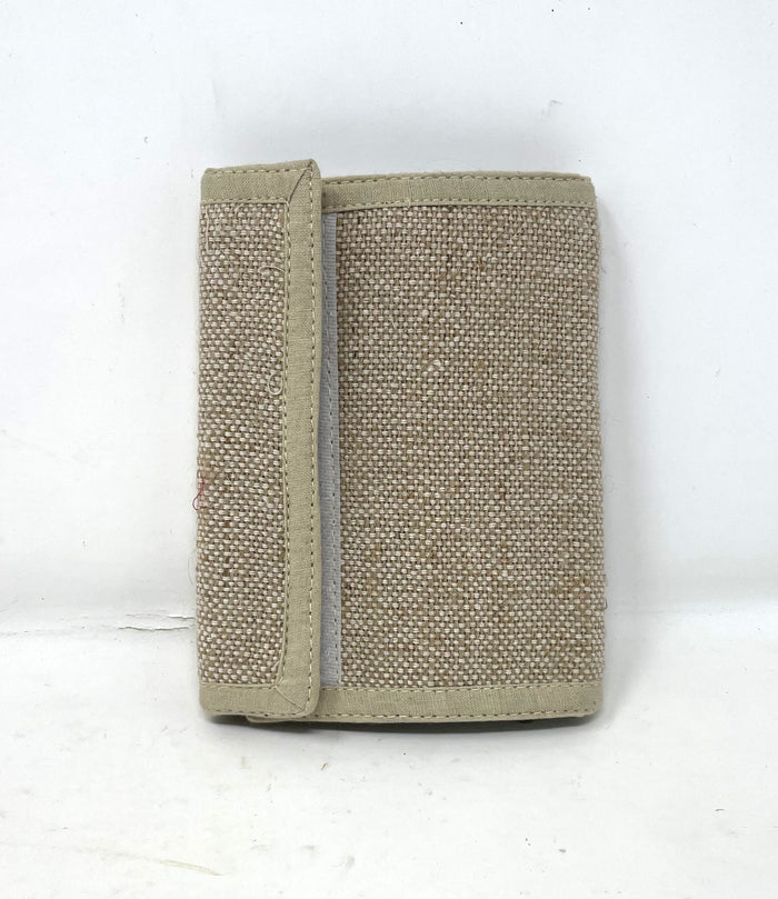 100% Pure Hem Unisex Wallet Embroidered - Mari Green on Light Green