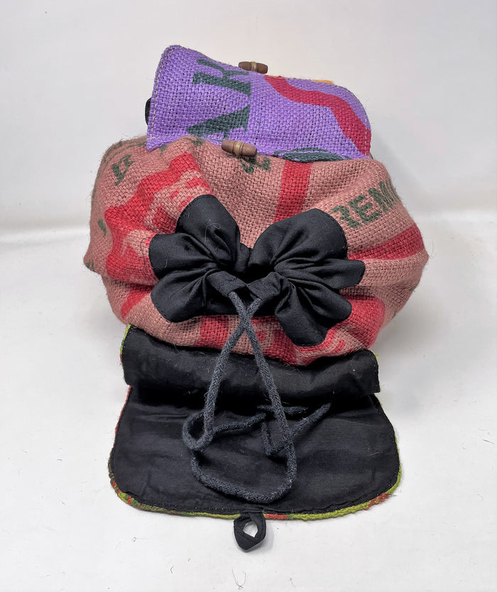 100% Recycled Jute, Handmade Large Bag Backpack
