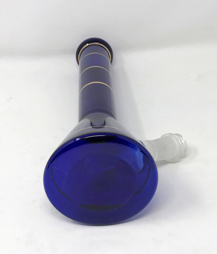 10"Glass Beaker Bong w/Ring Design & 2 - 14mm Bowls - Sapphire & Gold