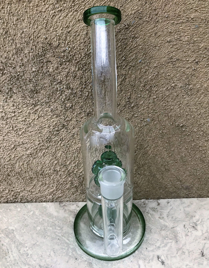 12.5" Collectible Thick Glass Rig - Cat Face 5 Shower Percs w/18mm Bowl - Money