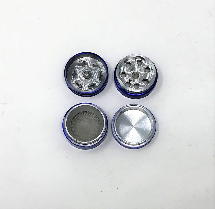 1.25" Herb Grinder with Pollen Catcher and Magnetic Lid  - 4 Piece in ROYAL BLUE