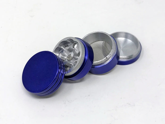 1.25" Herb Grinder with Pollen Catcher and Magnetic Lid  - 4 Piece in ROYAL BLUE