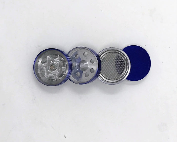 1.25" Herb Grinder with Pollen Catcher and Magnetic Lid  - 4 Piece in ROYAL BLUE