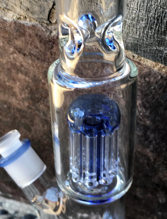 12.5" Straight Thick Glass Bong w/10 Arm Tree Perc w/2 - 14mm Bowls & Ice Catcher
