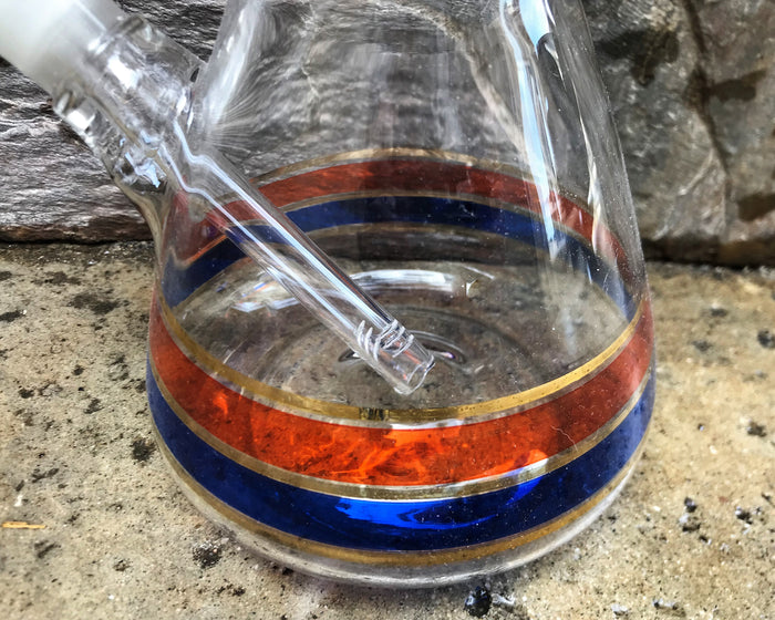 13" Beautiful Color Rings, Beaker Bong Thick Glass w/Ice Catchers & 2 - 14mm Bowls - Cobalt Rainbow