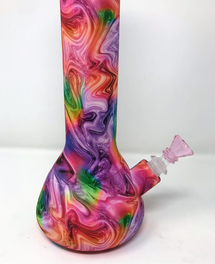 13" Beautiful Color Swirl Beaker Detachable Silicone Bong Glass Hand Pipe Bowl