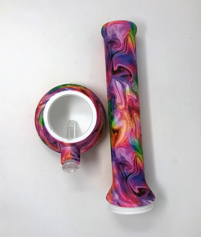 13" Beautiful Color Swirl Beaker Detachable Silicone Bong Glass Hand Pipe Bowl