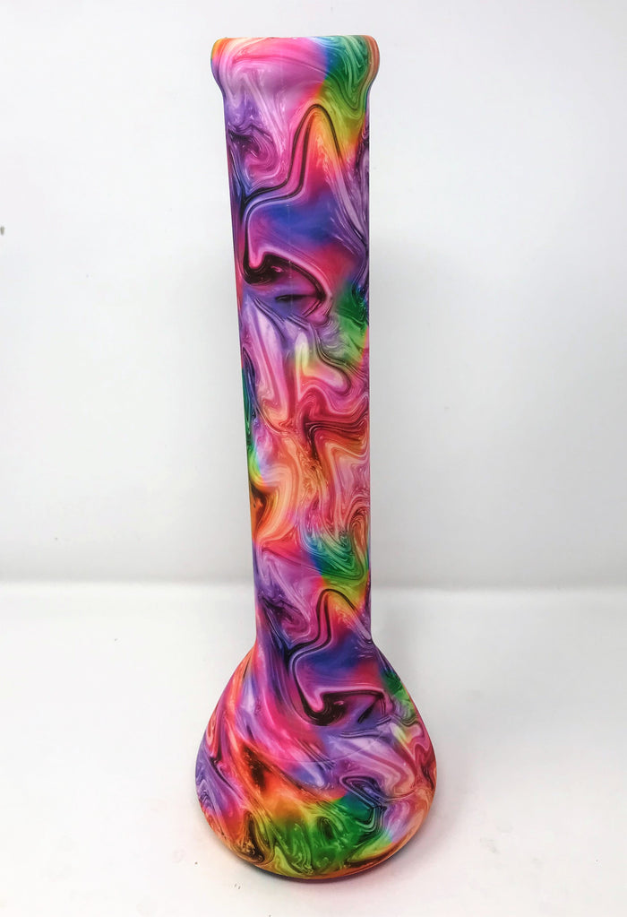 13" Beautiful Color Swirl Beaker Detachable Silicone Bong Glass Hand Pipe Bowl