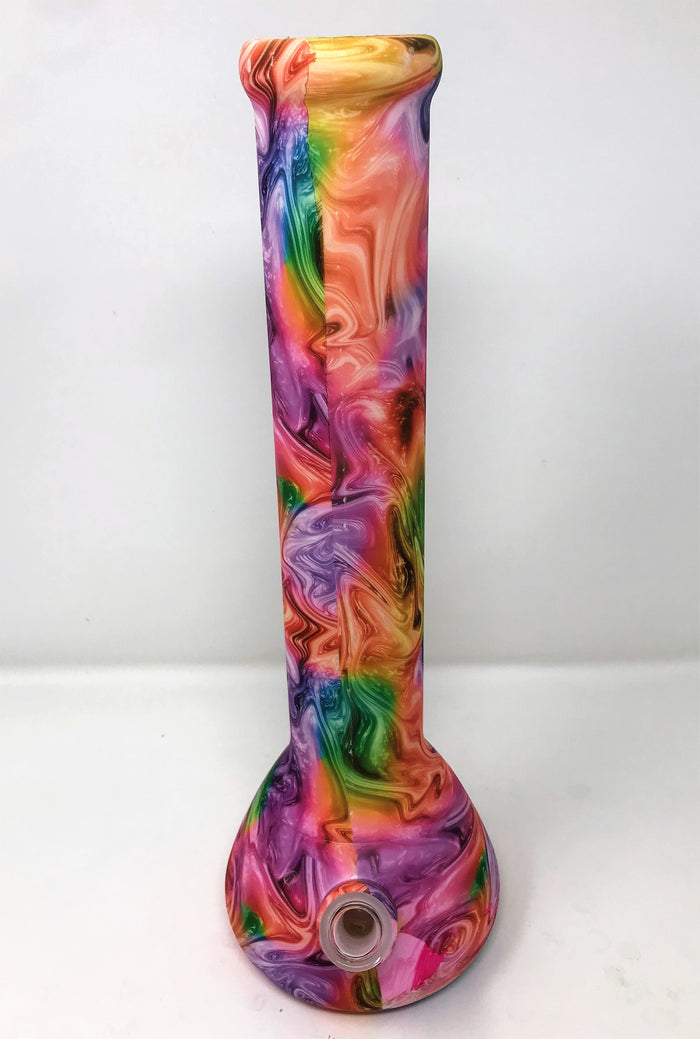 13" Beautiful Color Swirl Beaker Detachable Silicone Bong Glass Hand Pipe Bowl