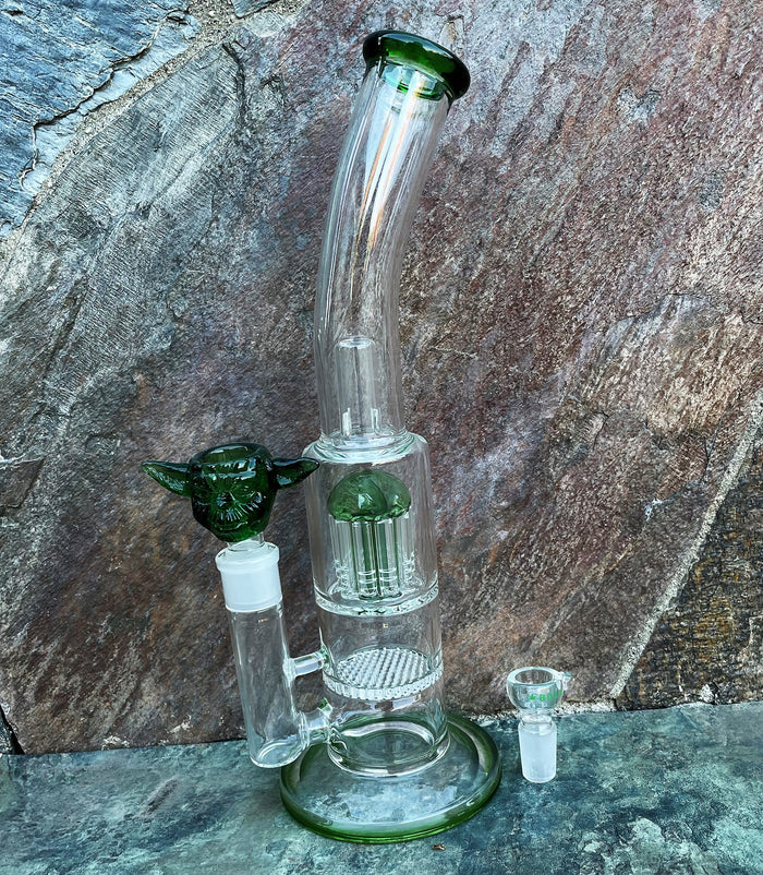 13" Thick Glass Rig Dome Perc Tree Perc Honey Comb 18mm Yoda Bowl