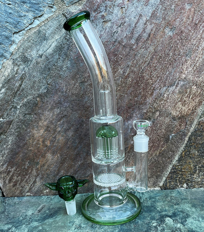 13" Thick Glass Rig Dome Perc Tree Perc Honey Comb 18mm Yoda Bowl