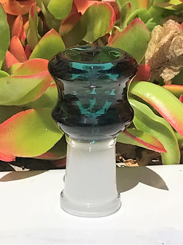 14mm Female Thick Green Glass Slide Bowl - Emerald