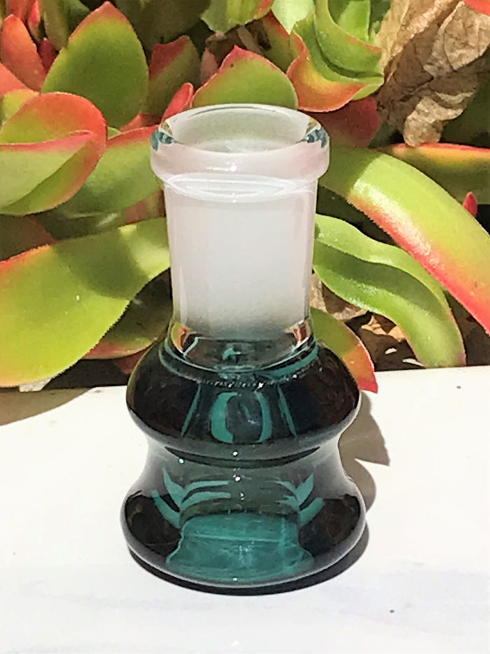 14mm Female Thick Green Glass Slide Bowl - Emerald