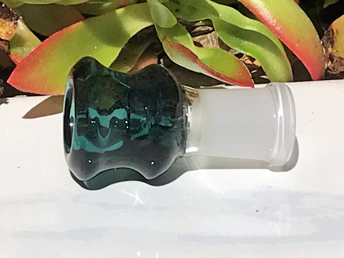 14mm Female Thick Green Glass Slide Bowl - Emerald