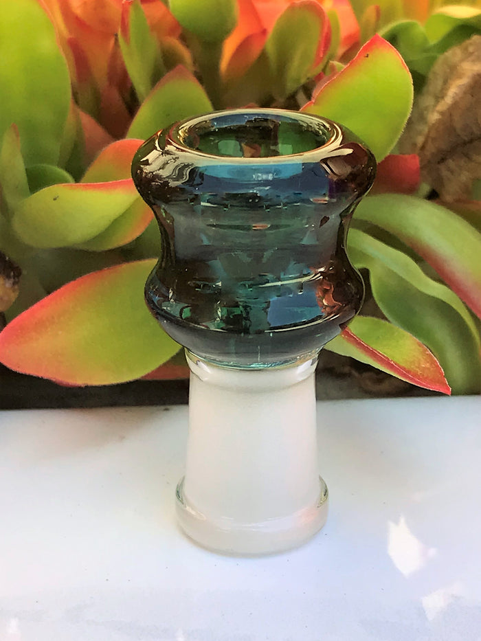 14mm Female Thick Green Glass Slide Bowl - Emerald