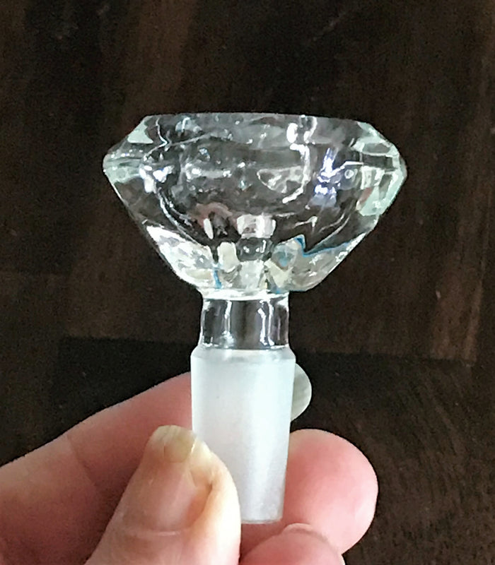 14mm Male Large Glass Diamond Bowl - All Clear
