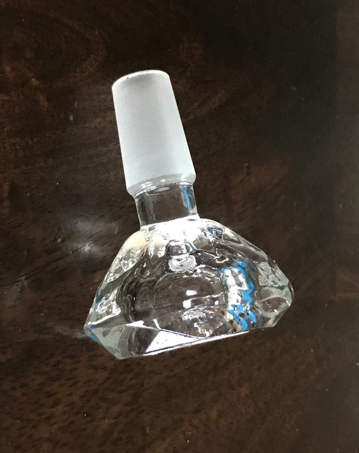 14mm Male Large Glass Diamond Bowl - All Clear
